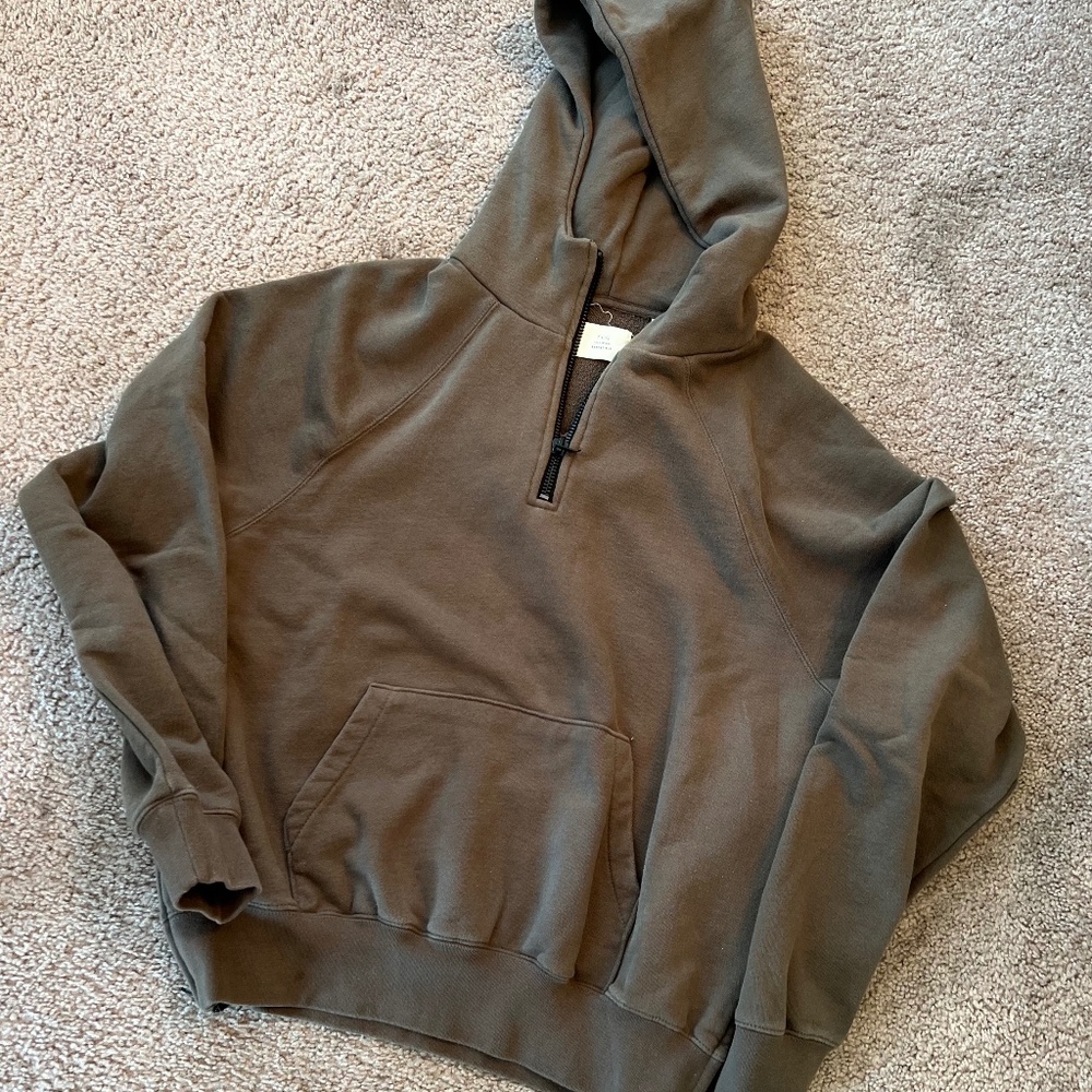 Fear of God Essentials half-zip hoodie, chocolate brown, size S